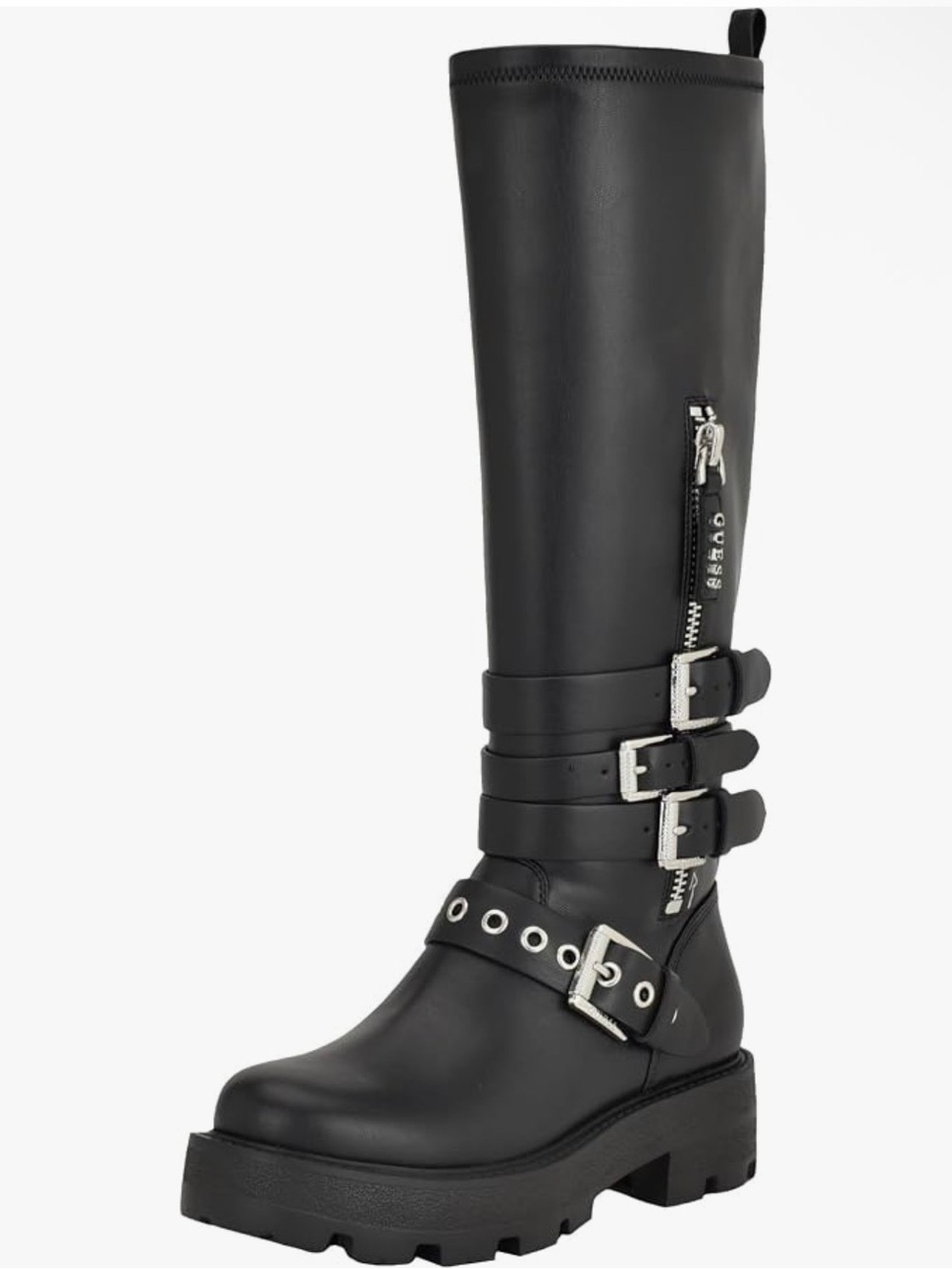 🖤🖤 Guess Women's Yanky Tall Buckled Moto Lug Boots - Picture 2 of 6